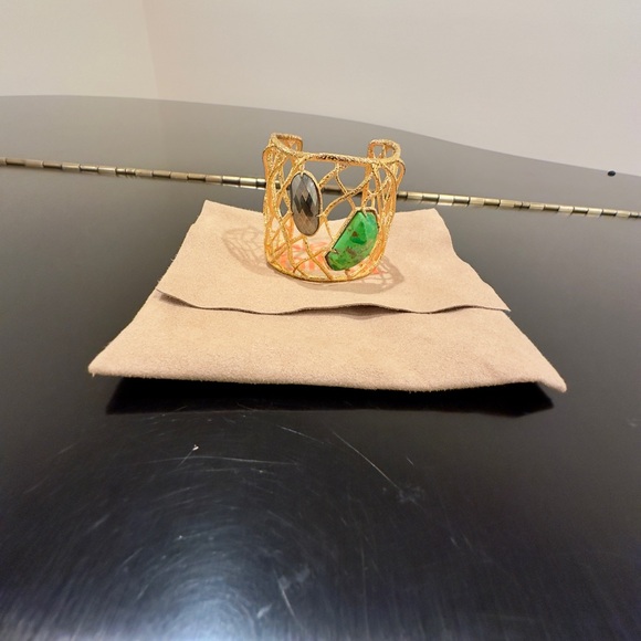 RARE Bohemian Luxury authentic Alexis Bittar Gemstone Statement Cuff/Bracelet - Picture 5 of 17